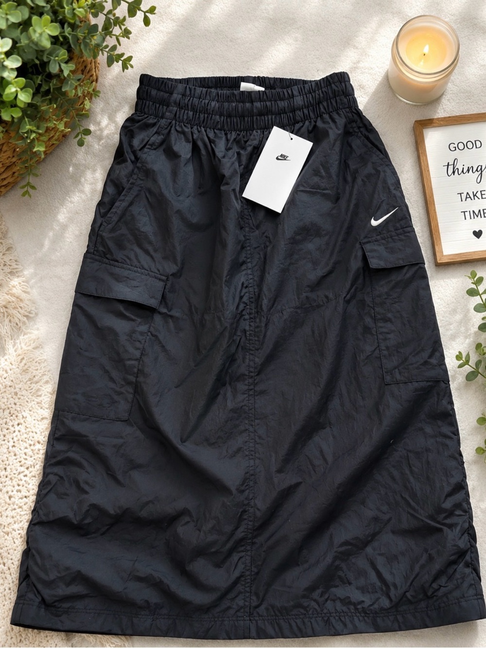Nike kids Black Cargo Midi Skirt